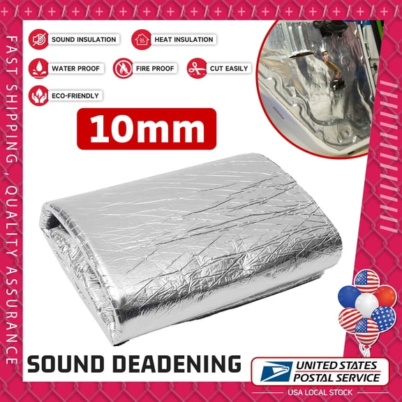 80"x 40"Self-Adhesive Car Sound Deadener Mat - 10mm Noise & Heat Insulation Pad for Engine Bay, Doors, Trunk - Waterproof, Flame-Retardant, Reduces Road Noise
