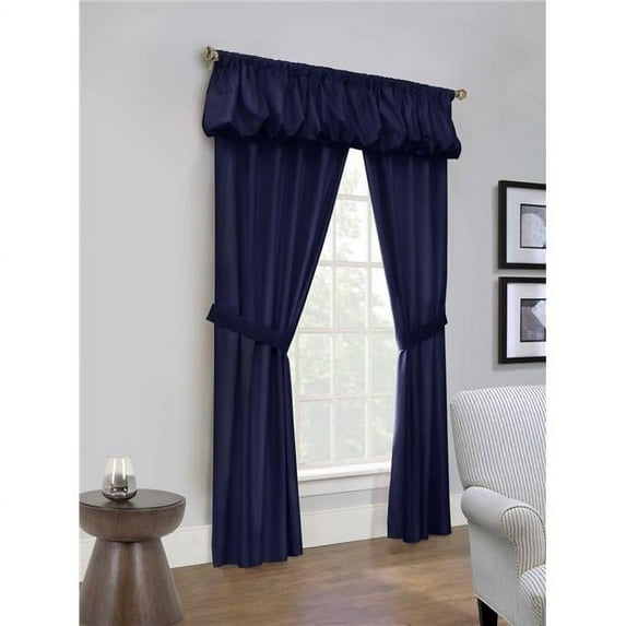 80 x 63 in. Prescott Room Darkening Rod Pocket Curtain Panel, Navy - 5 Piece