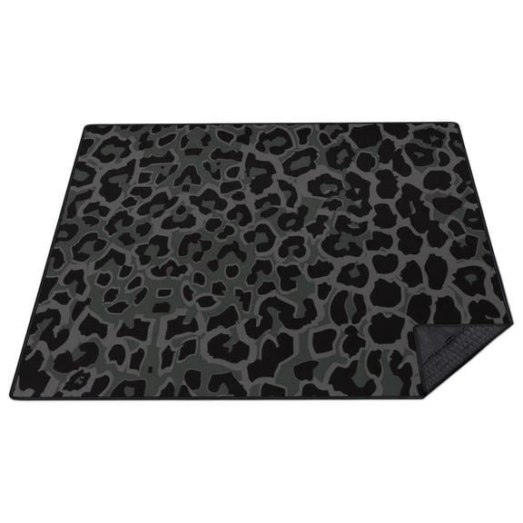 80”x 80”Extra Large Black Leopard Picnic Blankets Waterproof Foldable Beach Blanket Sandproof,3-Layer Thicking Outdoor Packable Blanket for Camping, Park, Beach, Grass, Indoors