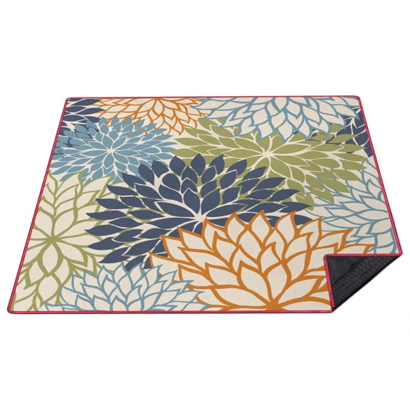 80”x 80”Extra Large Floral Art Modern Classic Picnic Blankets Waterproof Foldable Beach Blanket Sandproof,3-Layer Thicking Outdoor Packable Blanket for Camping, Park, Beach, Grass, Indoors