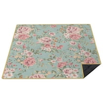 80”x 80”Extra Large Floral Rose 2 Picnic Blankets Waterproof Foldable Beach Blanket Sandproof,3-Layer Thicking Outdoor Packable Blanket for Camping, Park, Beach, Grass, Indoors