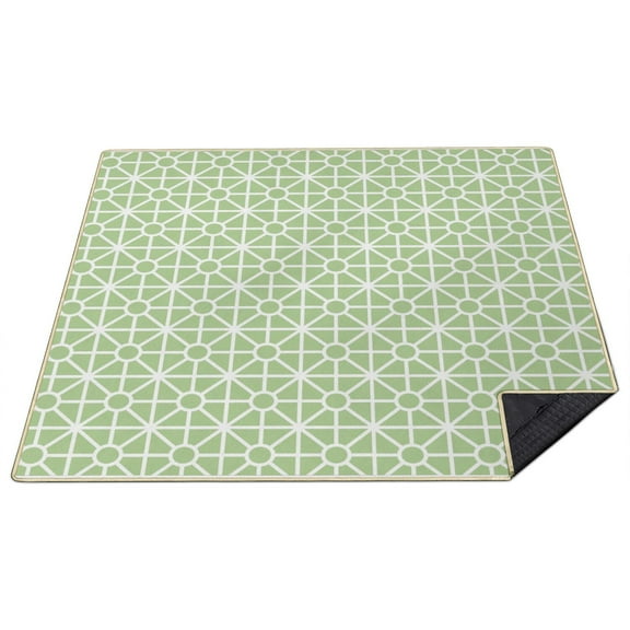 80”x 80”Extra Large Green Geometry Picnic Blankets Waterproof Foldable Beach Blanket Sandproof,3-Layer Thicking Outdoor Packable Blanket for Camping, Park, Beach, Grass, Indoors