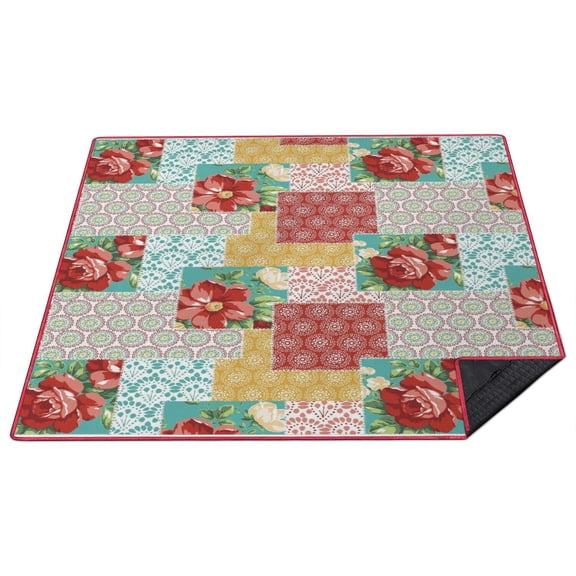 80”x 80”Extra Large Pioneer Picnic Blankets Waterproof Foldable Beach Blanket Sandproof,3-Layer Thicking Outdoor Packable Blanket for Camping, Park, Beach, Grass, Indoors