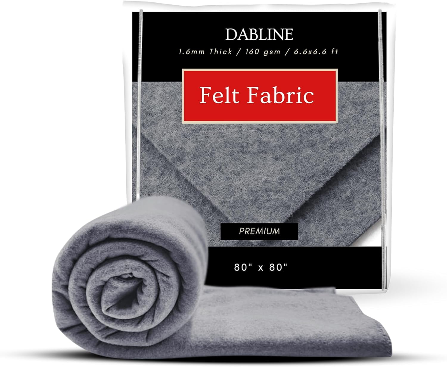 80" x 80" Felt Fabric by The Yard - Ideal for Tufting and Crafting Projects - 1.6mm Thick Acrylic Felt Roll 6.6x6.6 ft