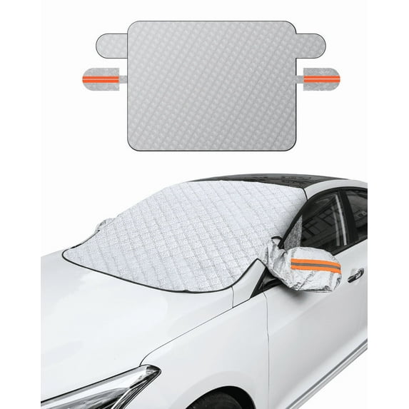 80''x41''Car Windshield Snow Cover, Magnetic Windshield Snow Cover 4-Layer Protection for Snow, Ice, Frost, Sunlight, Car Windshield Cover with Side Mirror Protector Fit for Most Cars Sedan SUV