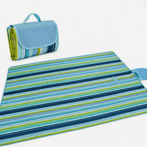 80"x80" Striped Waterproof Sandproof Beach Blanket, Lightweight Portable Picnic Mat for Camping, Hiking, and Outdoor Activities