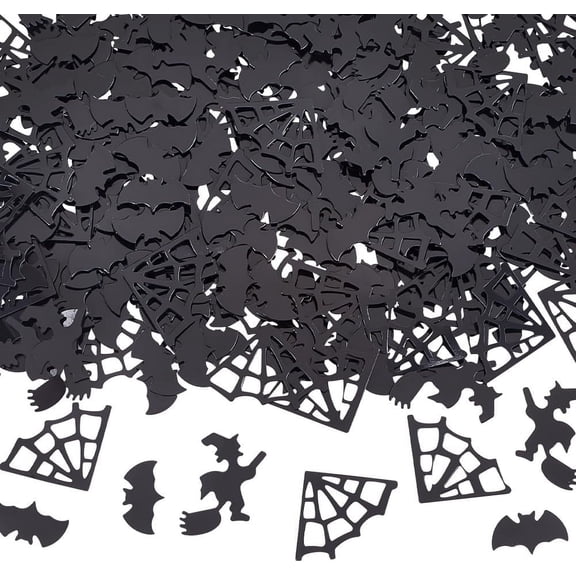 800~1200Pcs Halloween Themed Confetti Black Bat Confetti Bulk Plastic Spider Web Bat Magic Witch Party Favor Sprinkle Table Scatters Confetti for Halloween Party Favors Table Decorations DIY