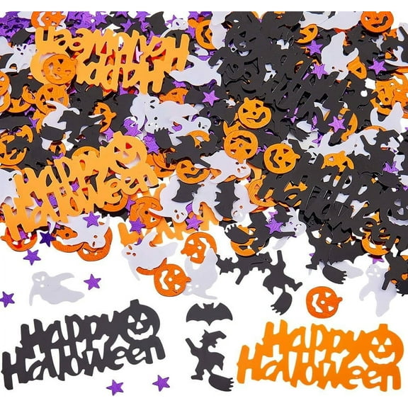 800~1200Pcs Happy Confetti Table Scatter Themed Plastic Pumpkin Colorful Sprinkle Scatters Star Table Confetti for Party Favors Supplies Table Decorations Mixed Color 1set