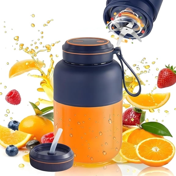800/1300ML Large Capacity Portable Juicer Cup, 38 Blades Cordless Blender, USB Rechargeable Wireless Juicer with Dual Lids for Smoothies, Office & Outdoor Use (Blue,800ml)