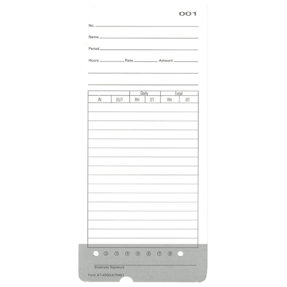 (800) Allied AT-4500 Time Cards Also Fits Acroprint ATR480 ATR481, 16-Packs of 50ea, Compatible by
