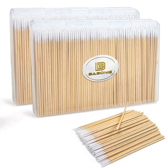 BABONIE 4-inch Pointed Precision Tip Cotton Swabs with Bamboo Handle for Makeup, 800 Count