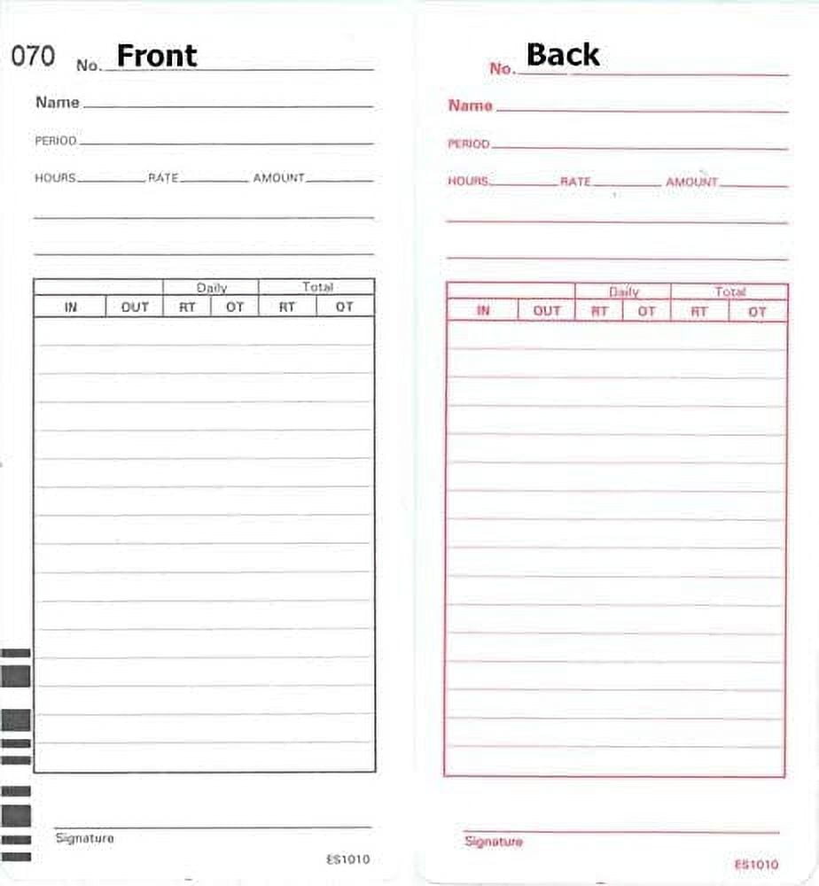 800 ES1010 Time Cards for Acroprint ES1000 Calculating Time Recorder ...