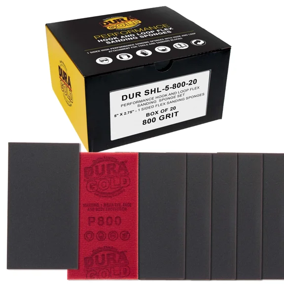 800 Grit 5" X 2-3/4" Sanding Sponges, Box Of 10 - Hook & Loop Wet/Dry Flexible