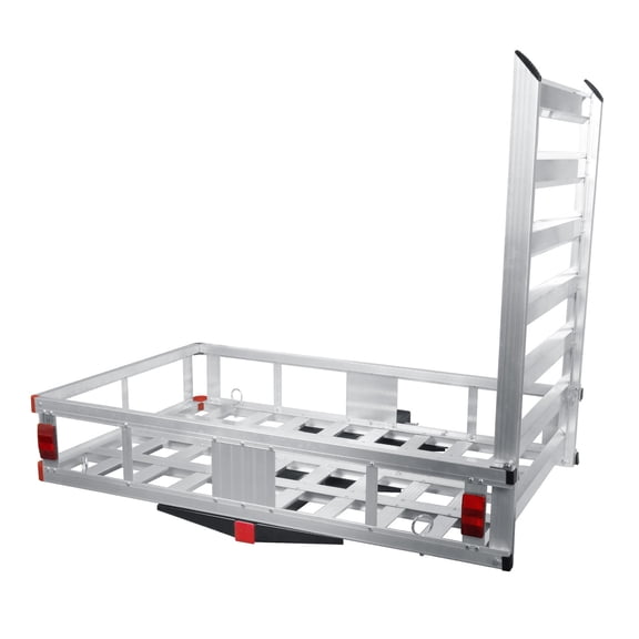 800 LBS 50 inch x 29.5 inch Hitch Cargo Carrier, Trailer Hitch Cargo Carrier with 47 inch Ramp, Aluminum Luggage Carrier Rack for RV Trucks SUV Vans Cars
