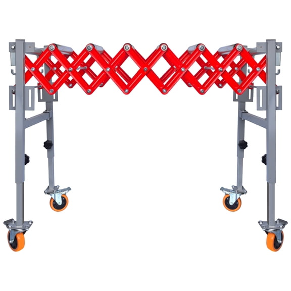 800 LBS Stainless Steel Adjustable Conveyor Roller Table with 8 Rollers, 4 Swivel Casters, Length Range 13.7~47 Inch & Roller Size 15.7x1.5 Inch, Conveyor Belt for Heavy Goods Transfer, Docks