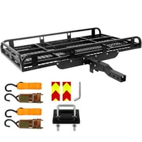 800 Lbs Hitch Cargo Carrier, Ramp Cargo Carrier with Ramp, Folding Hitch Mount Cargo Carrier Basket, Tow Hitch Cargo Carrier for Pickup Trucks, SUVs