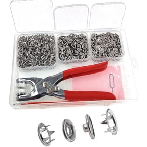 800+ PCS Snap Fasteners Kit , Metal Snap Button Kit with Fastener Pliers No Sewing, 9.5mm Snap on Button Kit Rust Proof DIY Press Studs Button Fix Tools for Fabric Clothing, chrome, SNAP-9.5MM