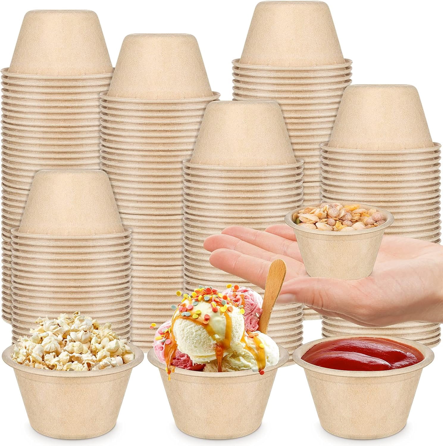 Samle Cups 800 Packs 2 oz Disposable Bagasse Fiber Souffle Cups Condiment Cups ...