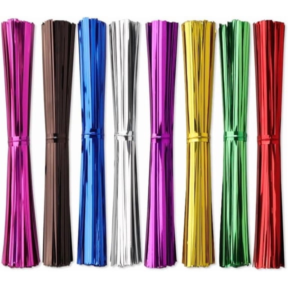 800 Pcs 6" Metallic with 1 Storage Box, Plastic 6 Inch Wire Ties for Bread Candy Cookies Bags, for Garden Household and Office Use, 8 Colors