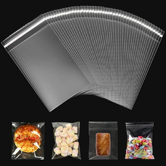 800 Pcs Clear Cellophane Bags 5 X 7 Inch (13 X 20 Cm), Biodegradable Plastic For Sweets, Cookies, Gifts - Self Seal Small Packaging