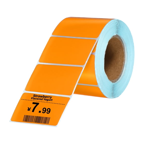 Uxcell 800Pcs Thermal Labels 1.18x2" Thermal Printer Labels Stickers Self Adhesive Tags Rectangle Paper Roll Small for Printer Shipping Label Mailing UPS Barcode Address Orange