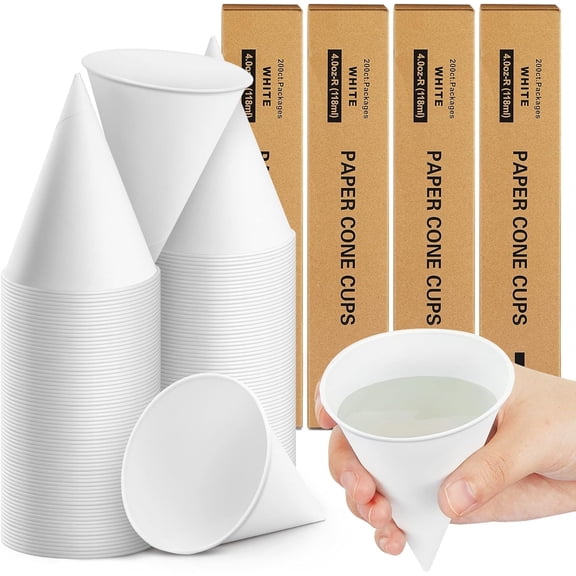 800 Pcs Thick Disposable Paper Cone Cups 4 oz