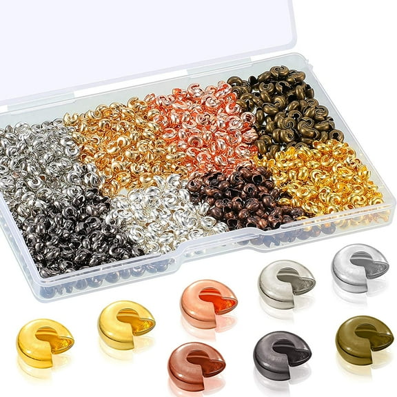 800 Pieces Crimp Bead Covers Half Round Open Crimp Beads Covers for DIY Jewelry Makings (Multicolor,5.0 mm)