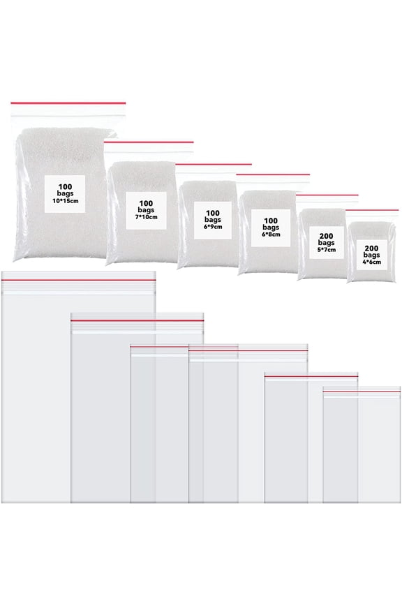 800 Pieces Small Ziplock Bags Clear Jewelry Bags 4 Assorted Sizes, 1.6 x 2.4/2 x 3/2.5 x 3/2.5 x 3.5/3 x 4/4 x 6 Inch, Resealable Mini Ziplock Bags Lock Seal Zipper Sample Bags for Beads Jewelry Food