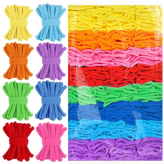 800 Potholder Loops for 7" Weaving Loom, Rainbow Nylon Refill Bands. 8 Colors DIY Craft Loops for Kids & Adults Arts Projects