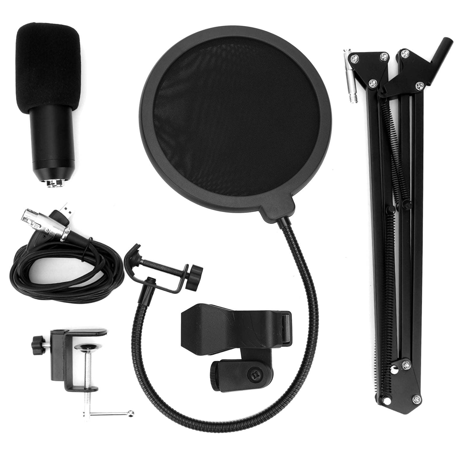 800 Reverb Set 3.5mm USB Condenser Microphone Studio Karaoke Recording