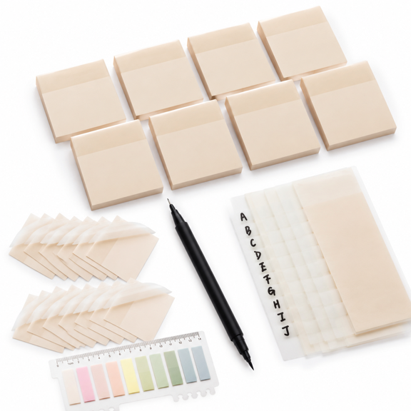 800 Sheet Morandi Gray Morandi Color Transparent Sticky Note Set with Dual-Tip Marker