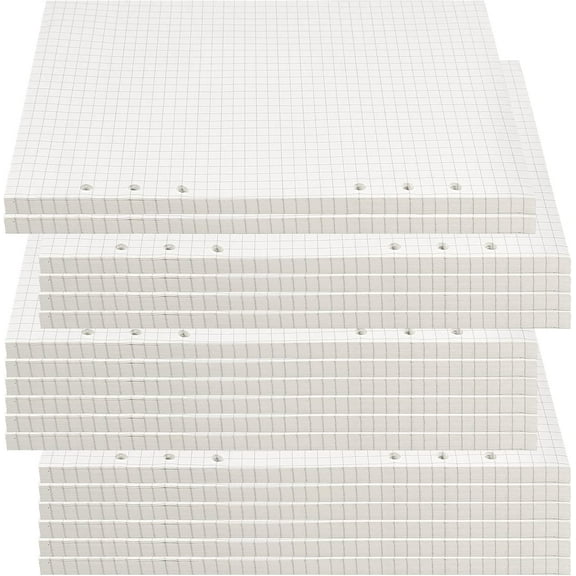 800 Sheets A5 Grid Refill Paper Squared Grid Planner Insert 6 Hole Punched for 5.6 x 8.3 Inch Notebook, 100 Gsm