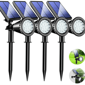 800 Solar Spot Lights Outdoor,18 LEDs Solar Flood Lights with 2 Modes &Adjustable &IPX65 Waterproof,Solar Spotlight for Driveway/Backyard/Patio Landscape/Tree/Garage(Cool White, 4 Pack)
