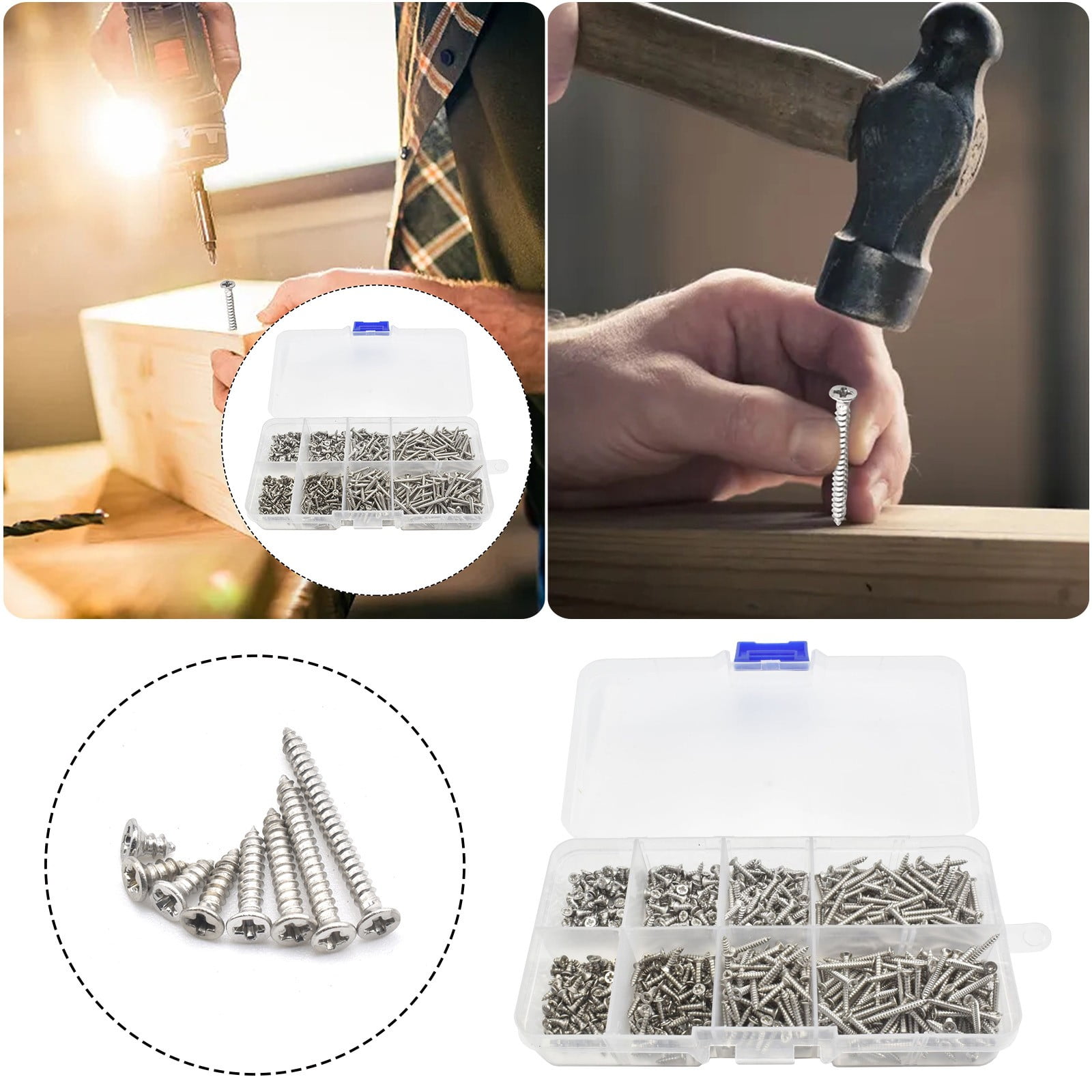 800 Stainless Steel Screw Sorting Kit Locking Nut Wood Thread Nail Set