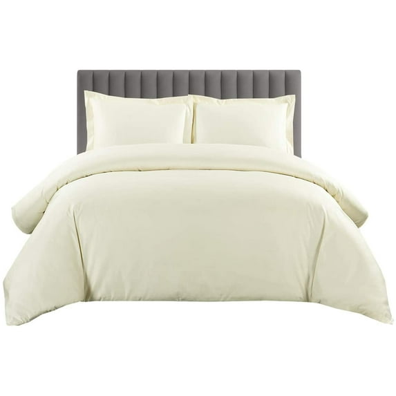 800 TC 100% Egyptian Cotton Duvet Cover Zipper Closur Ultra Soft Durable and Fade Resistant Color Ivory Solid size Twin/Twin Xl