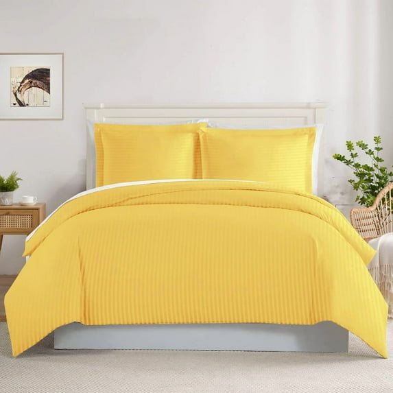 800 TC 100% Egyptian Cotton Premium Duvet set Zipper Closur Ultra Soft Durable and Fade Resistant Color Gold Stripe size Twin/Twin Xl