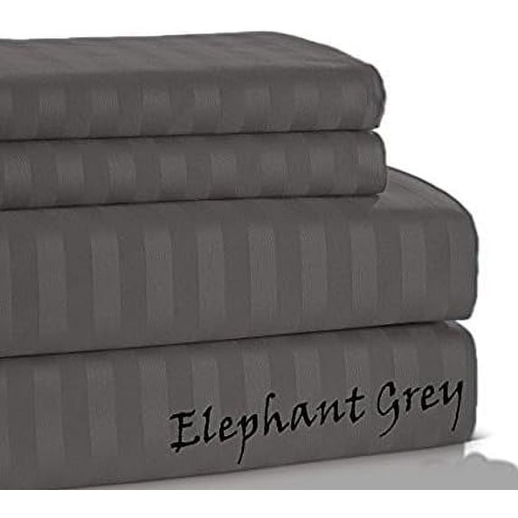 800 TC Sheet Set !! Egyptian Cotton Easy Care & Vibrant !! Striped COLORS - California King Size - Striped Colors { Dark Grey } Deep Pocket 12" Inches By KM LINEN