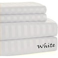 thumbnail image 1 of 800 TC Ultimate Soft Egyptian Cotton - Sheet Set - Queen Size - Striped COLORS Sheet Set - 4 Pieces - { White } Fit Mattress 32" Inches By KM LINEN, 1 of 1