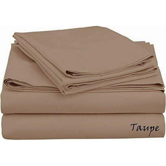 800 THREAD COUNT SERIES !! 100 % COTTON SHEET SET !! SOLID COLORS AVAILABLE - Queen Size - Solid Colors { Taupe } Fit Deep Pocket 22" Inches By KM LINEN