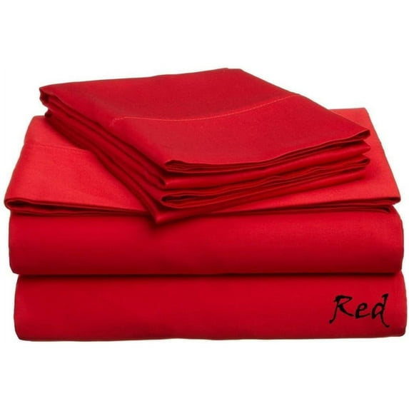 800 Thead Count Wrinkle Resistant Sheet Set !! SOLID COLORS - King Size - Solid Colors { Red } 100 % Egyptian Cotton Deep Pocket 24" Inches By KM LINEN