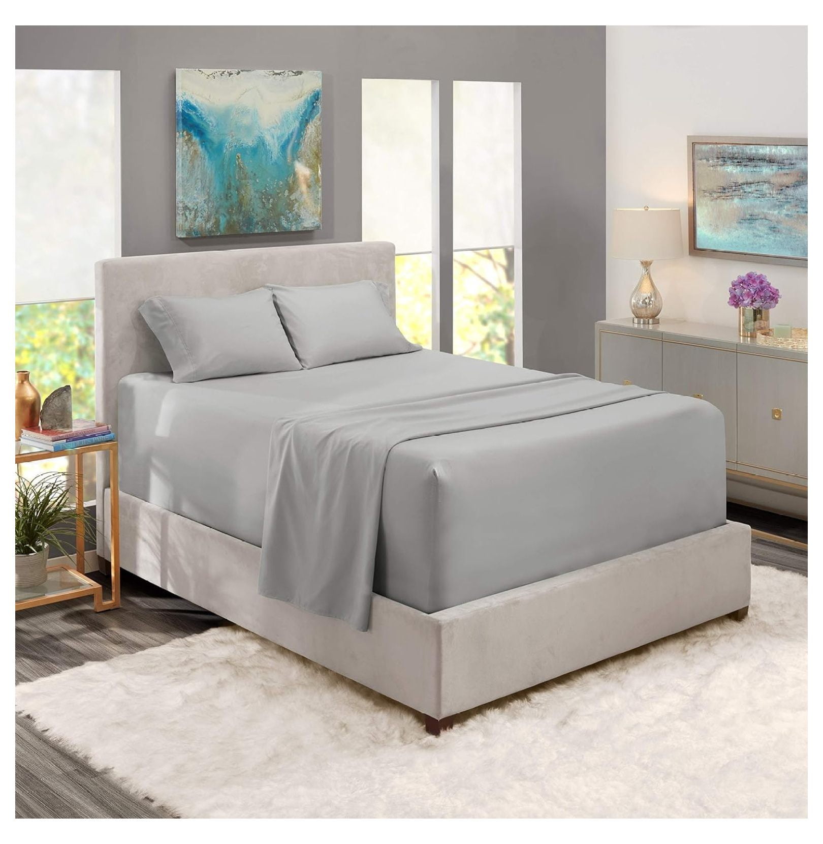 800 Thread Count 100 Cotton Sheets, 3Piece Set Long Staple Combed