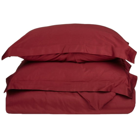 800-Thread Count 100% Cotton Solid Duvet Cover and Pillow Sham Set Burgundy / Full/Queen