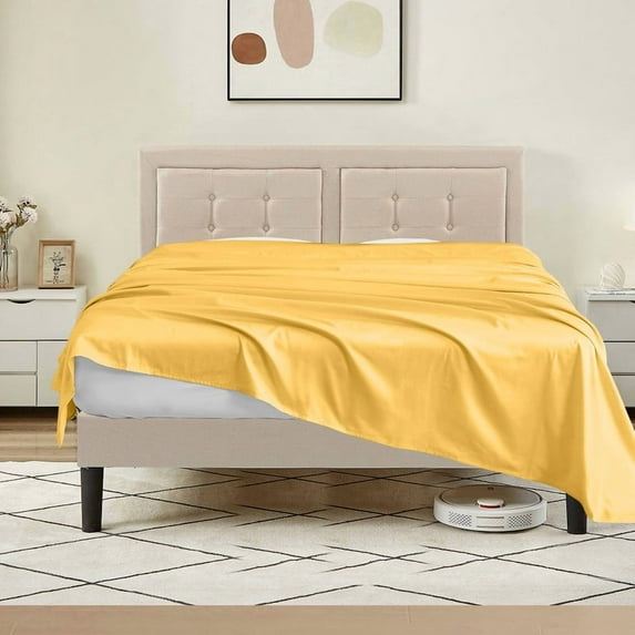 800 Thread Count 100% Egyptian Cotton 3-Piece Flat Sheet (1 Flat + 2 Pillow Covers) Size California-King Color Gold Solid