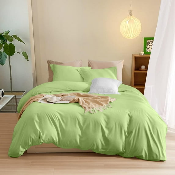 800 Thread Count Lightweight 1-PC Duvet Cover Soft & Cozy 100% | Zipper Closure & Corner Ties | ( Super King, Solid Sage Green )