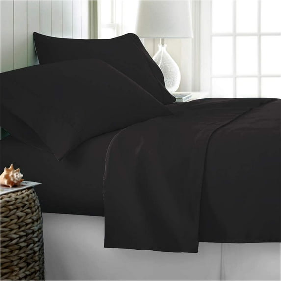 800 Thread Count 100% Egyptian Cotton Sateen Weave - 4 Piece Bed Sheets, Black Solid - California King Size, Luxury Premium Hotel Quality Sheet Set, Fits mattresses Upto 18” deep Pocket