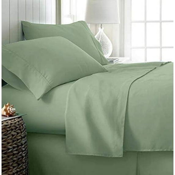 800 Thread Count 100% Egyptian Cotton Sateen Weave - 4 Piece Bed Sheets, Sage Solid - Twin Size, Luxury Premium Hotel Quality Sheet Set, Fits mattresses Upto 18” deep Pocket