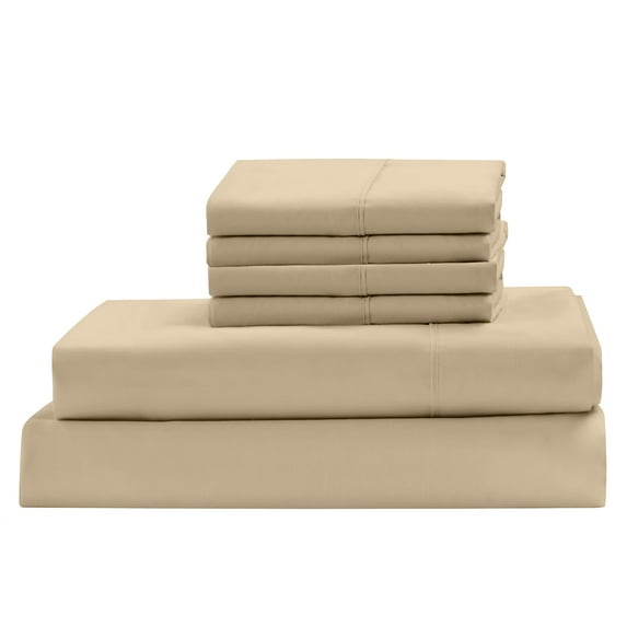 800 Thread Count, 100% Egyptian Cotton Sheet Set 6 PC [Full-XL Size, Taupe Color] Fit EXTRA DEEP 22" Deep Pocket