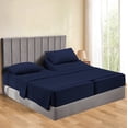 thumbnail image 1 of 800 Thread Count 100% Egyptian Cotton Sheets Split Queen Size Bed Sheets 5 Piece Sheet Set 12" Deep Pocket of Fitted Sheet Color Navy-Blue Solid, 1 of 5