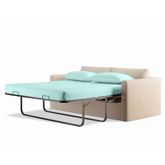 800 Thread Count 100% Egyptian Cotton Sleeper Sofa Bed Sheet Set Solid Queen Size (62"x 74"x 7" ) with 4 -PCS Fitted Straps Color Aqua Blue