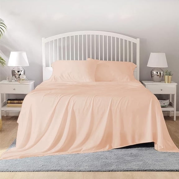 800 Thread Count 100% Egyptian Cotton Sheet Set, 4 Pc Set, Sateen Weave,Soft Luxury Bedding, Fits Upto 15" Inch Deep Pocket (Blush Solid, Full Size)